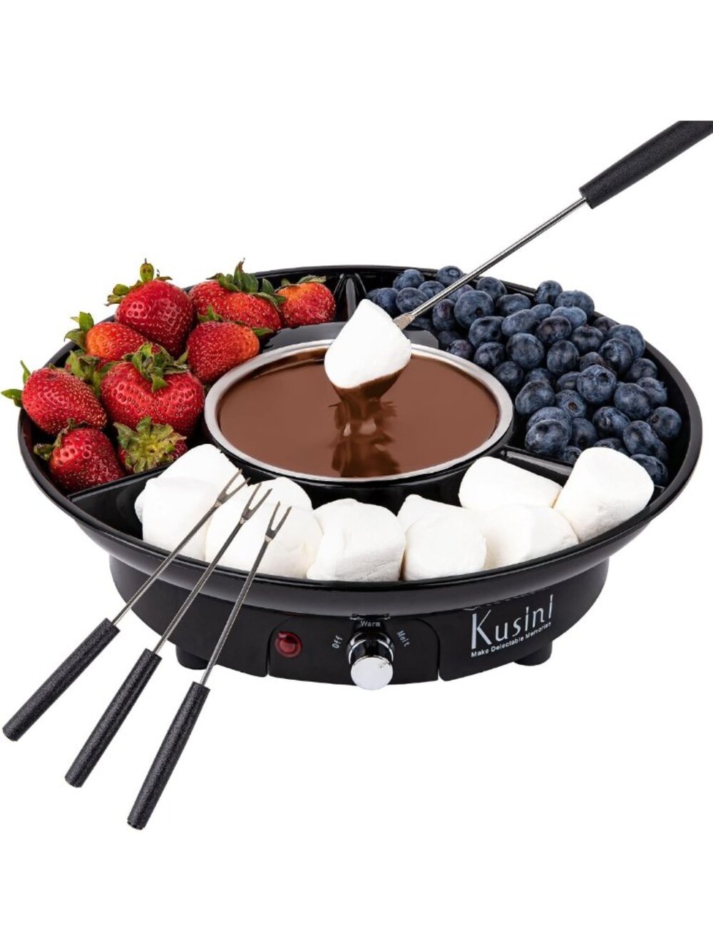 Electric Fondue Pot Set - Chocolate & Cheese Fondue Maker with Temp Control